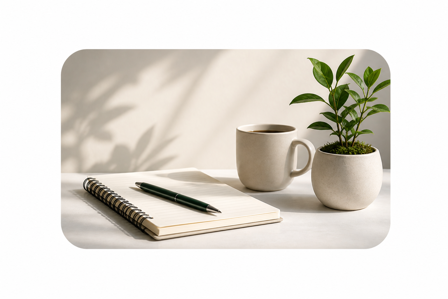 Desk and plant visual accent
